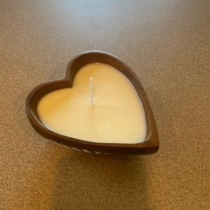 Hand Made Lavender Scented Candle in Heart-shaped Wood Bowl